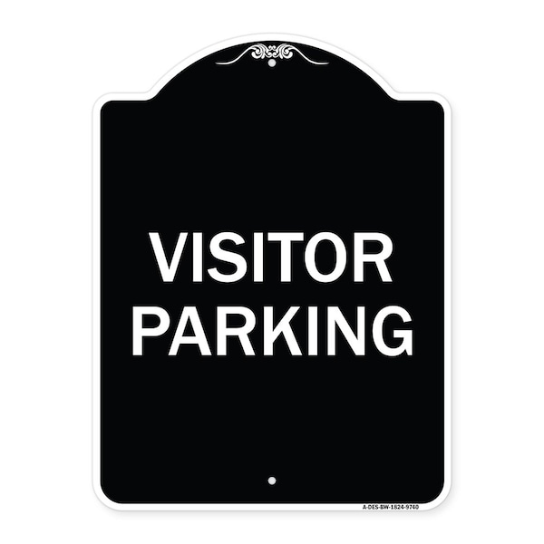 Signmission Designer Series Sign-Visitor Parking, Black & White Heavy-Gauge Aluminum, 24" x 18", BW-1824-9740 A-DES-BW-1824-9740 - main